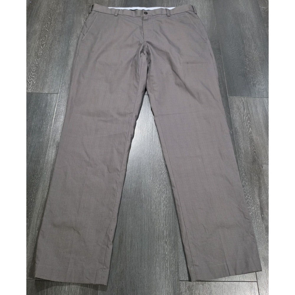 Brooks Brothers Advantage Chino Clark Pant Men 35x32 Gray Plaid Stretch Supima